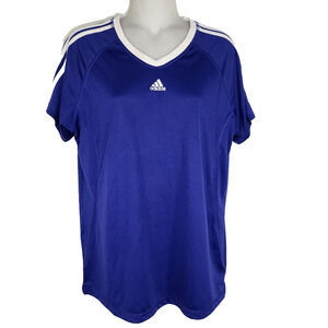 Adidas Active 360 Shirt Womens Large White Orange Stripe V Neck Activewear Top